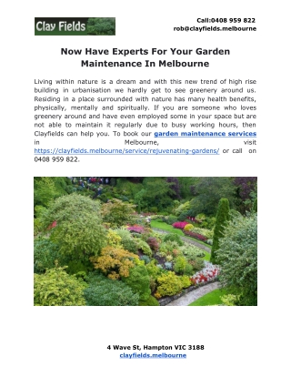 Now have experts for your garden maintenance in Melbourne