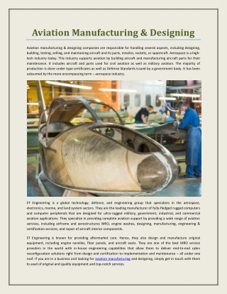 Aviation Manufacturing & Designing