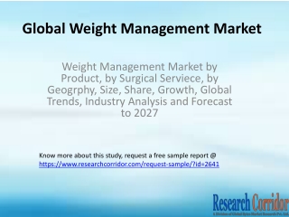 Weight Management Market by Product, by Surgical Serviece, by Geogrphy, Size, Share, Growth, Global Trends, Industry Ana