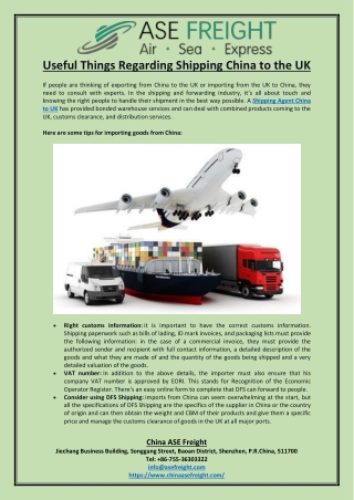 Useful Things Regarding Shipping China to the UK
