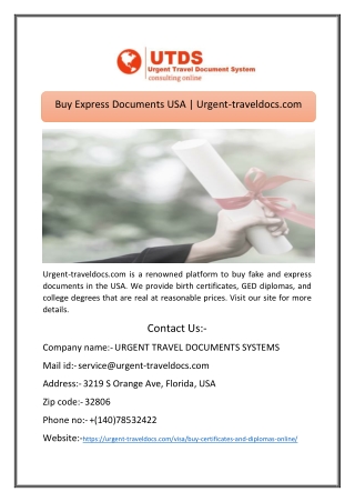 Buy Express Documents USA | Urgent-traveldocs.com