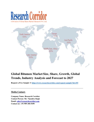 Global Bitumen Market Size, Share, Growth, Global Trends, Industry Analysis and Forecast to 2027