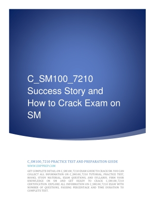 C_SM100_7210 Success Story and How to Crack Exam on SM