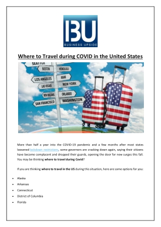 Where to Travel during COVID in the United States