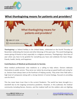 What thanksgiving means for patients and providers?