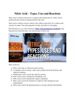 Nitric Acid – Types, Uses and Reactions