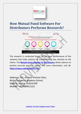 How Mutual Fund Software For Distributors Performs Research?