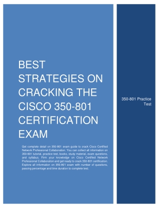 Best Strategies On Cracking the Cisco 350-801 Certification Exam