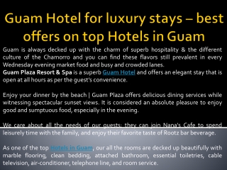 Guam Hotel for luxury stays – best offers on top Hotels in Guam