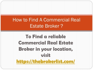How to find List of Commercial Real Estate Brokers