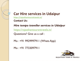Car hire services in Udaipur
