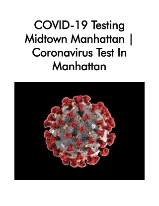 COVID-19 Testing Midtown Manhattan | Coronavirus Test In Manhattan