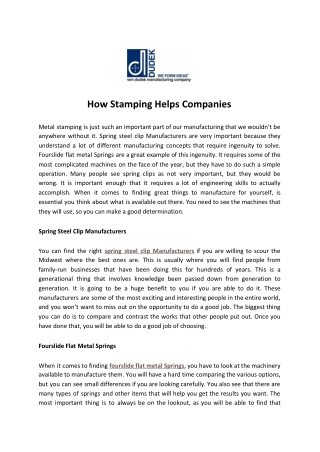 How Stamping Helps Companies