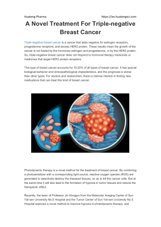 A Novel Treatment For Triple-negative Breast Cancer