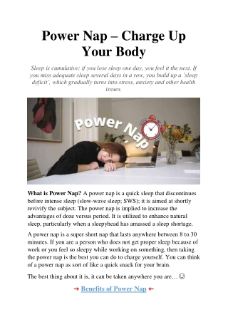 Power Nap – Charge Up Your Body