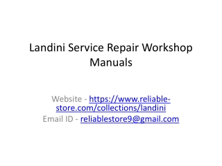 Landini Service Repair Workshop Manuals