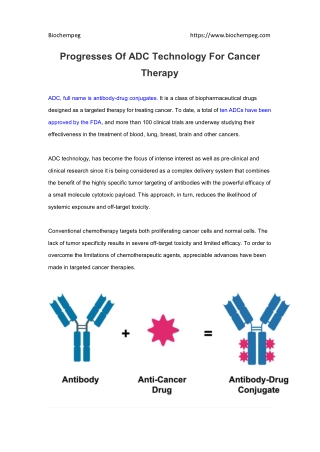 Progresses Of ADC Technology For Cancer Therapy