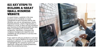 Six Key Steps to Building a Great Small Business Website