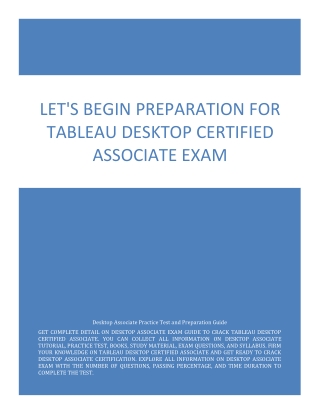 Let's Begin Preparation for Tableau Desktop Certified Associate Exam