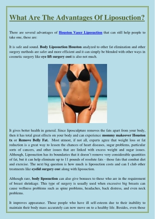 What Are The Advantages Of Liposuction?