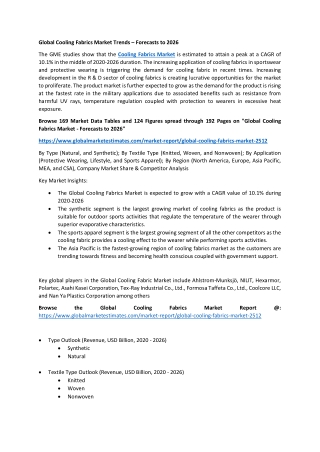 Cooling Fabrics Market Size & Growth