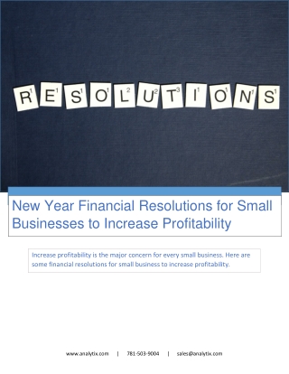 New Year Financial Resolutions for Small Businesses to Increase Profitability
