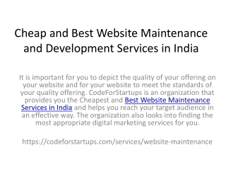 Cheap and Best Website Maintenance and Development Services in India