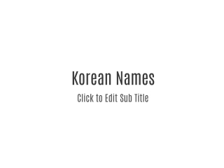 Korean Names