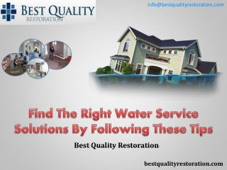 Find The Right Water Service Solutions By Following These Tips