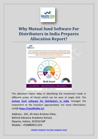 Why Mutual fund Software For Distributors in India Prepares Allocation Report?