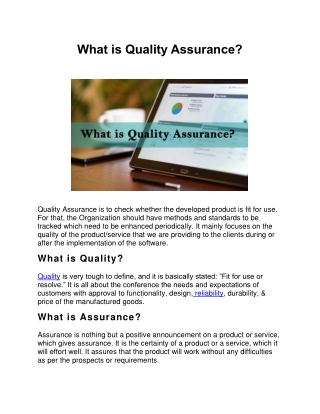 What is Quality Assurance?