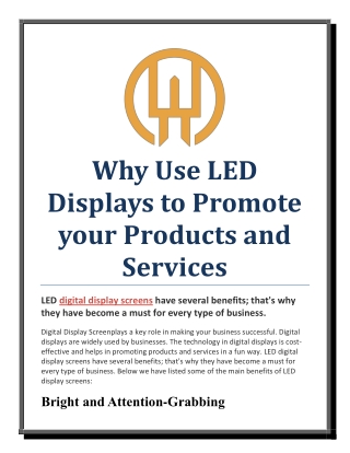 Why Use LED Displays to Promote your Products and Services