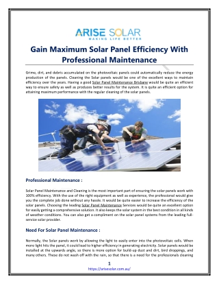 Gain Maximum Solar Panel Efficiency With Professional Maintenance