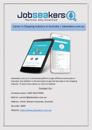 Career In Shipping Industry In Australia | Jobseakers.com.au