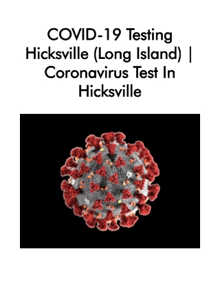 COVID-19 Testing Hicksville (Long Island). Coronavirus Test in Hicksville