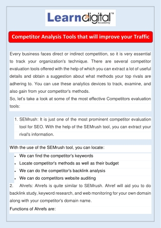 Competitor Analysis Tools That Will Improve Your Traffic