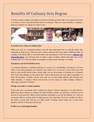 Benefits Of Culinary Arts Degree