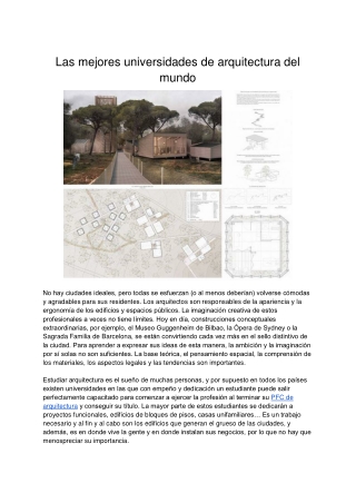 Las Mejores Universidades De Arquitectura Del Mundo