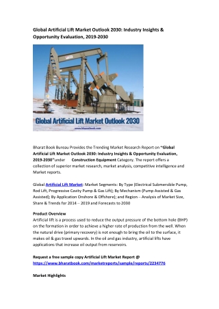 Global Artificial Lift Market Analysis, Application & Forecast to 2019-2030