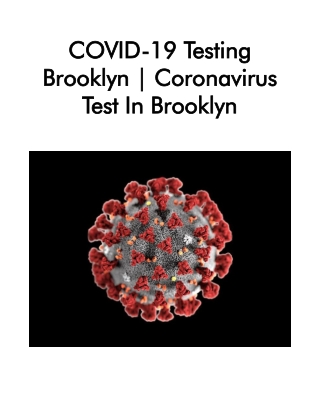 COVID-19 Testing Brooklyn.coronavirus Test in Brooklyn