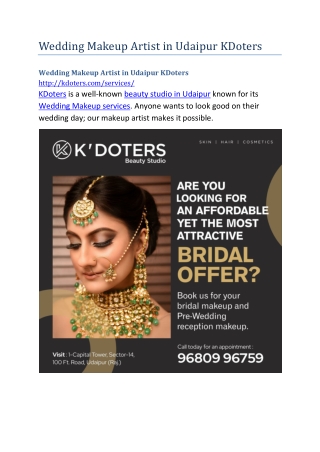 Wedding Makeup Artist in Udaipur KDoters