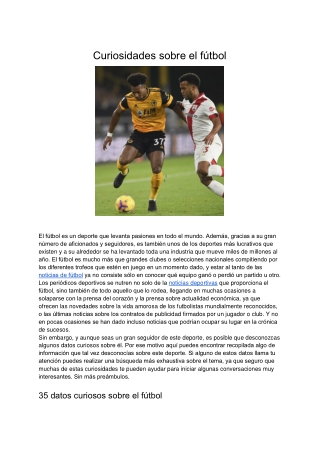 Curiosidades Sobre El Fútbol