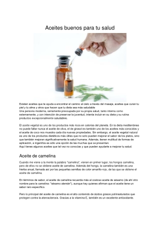 Aceites Buenos Para Tu Salud