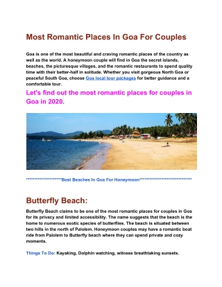 Romantic Places In Goa For Couples