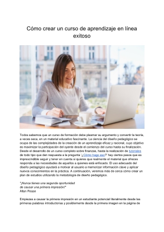 Cómo Crear Un Curso De Aprendizaje En Línea Exitoso