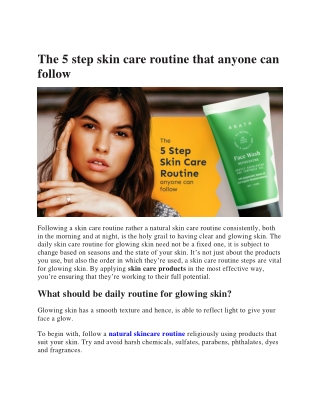 The 5 Step Skin Care Routine That Any One Can Follow