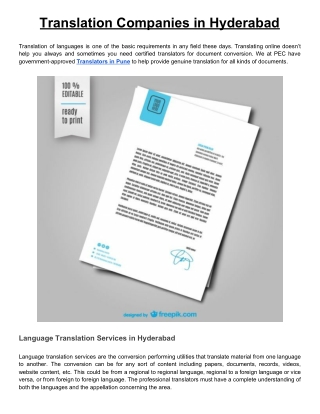 Translation Companies in Hyderabad