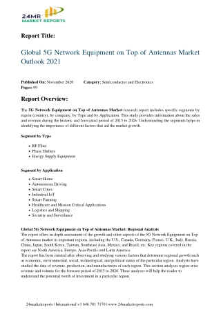 5G Network Equipment on Top of Antennas Market Outlook 2021