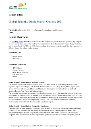 Schottky Diode Market Outlook 2021