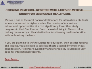 Studying in Mexico - Register with Lakeside Medical Group for Emergency Healthcare
